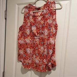 LOFT Red Floral Sleeveless Blouse